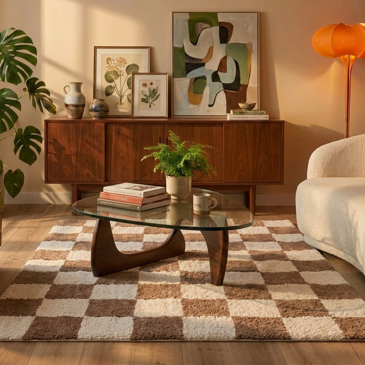Tapis damier - Blox Beige