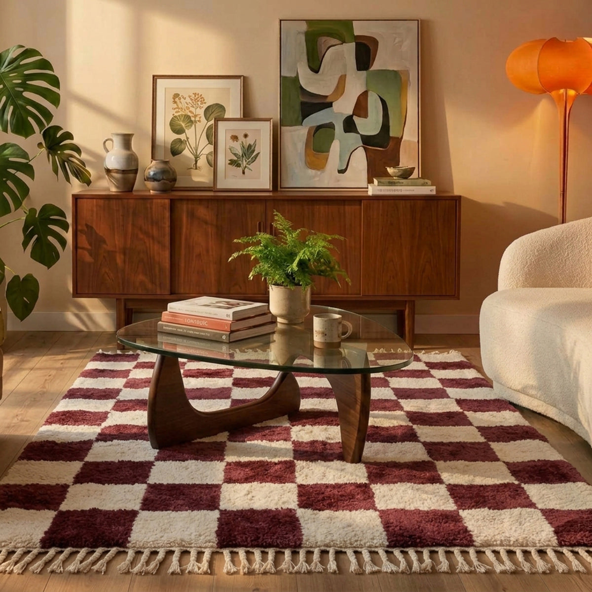 Tapis damier - Blox Fringe Rouge