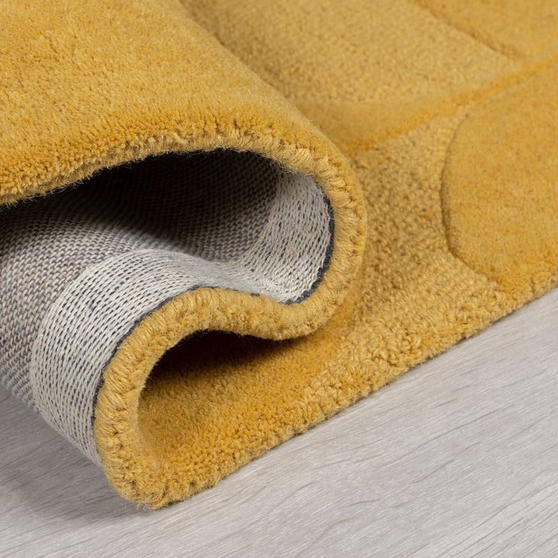 Round Modern Floor Rug - Mozo Gigi Ochre Yellow