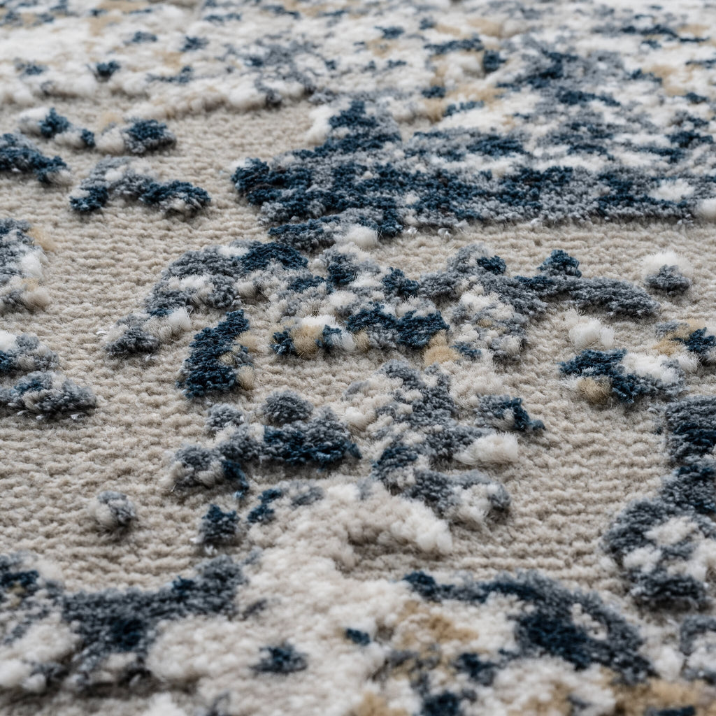Round Modern Floor Rug - Carlton Blue 7777