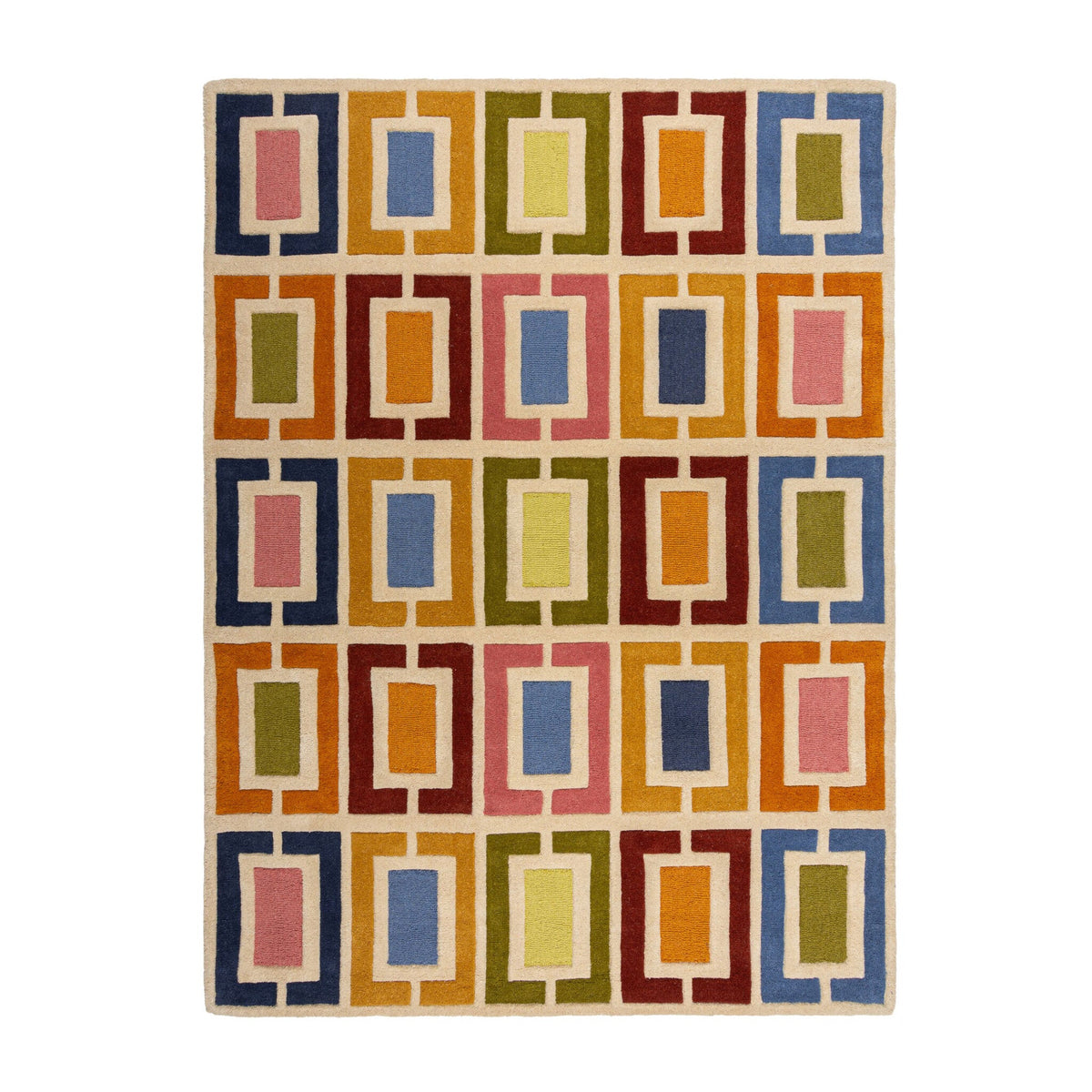 Retro Floor Rug - Ryano Blocks Multicolor