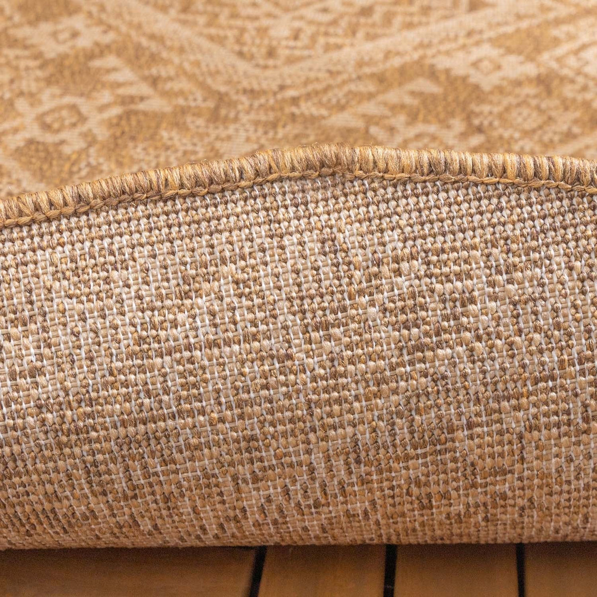 Round Jute Outdoor Rug - Mavi Medallion Brown/Cream