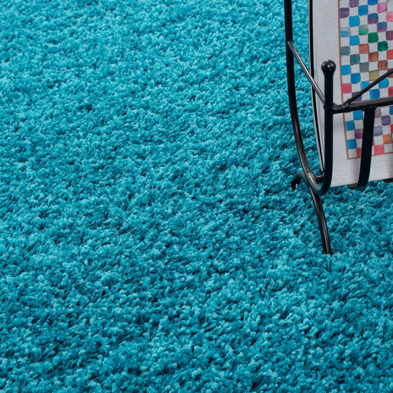 Round High-Pile Floor Rug - Life Turquoise