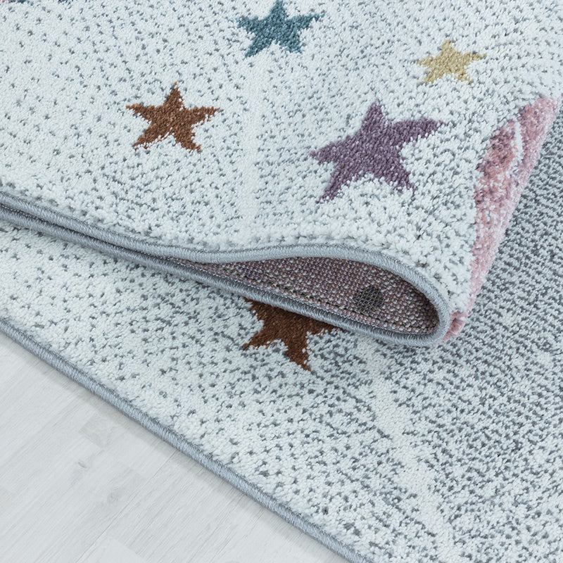 Round Children's Floor Rug - Fleurtje Planets White