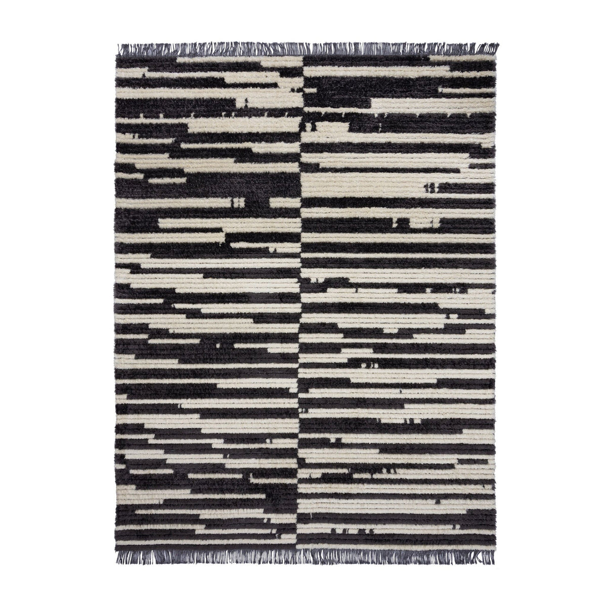 Berber floor rug - Lino Black/White