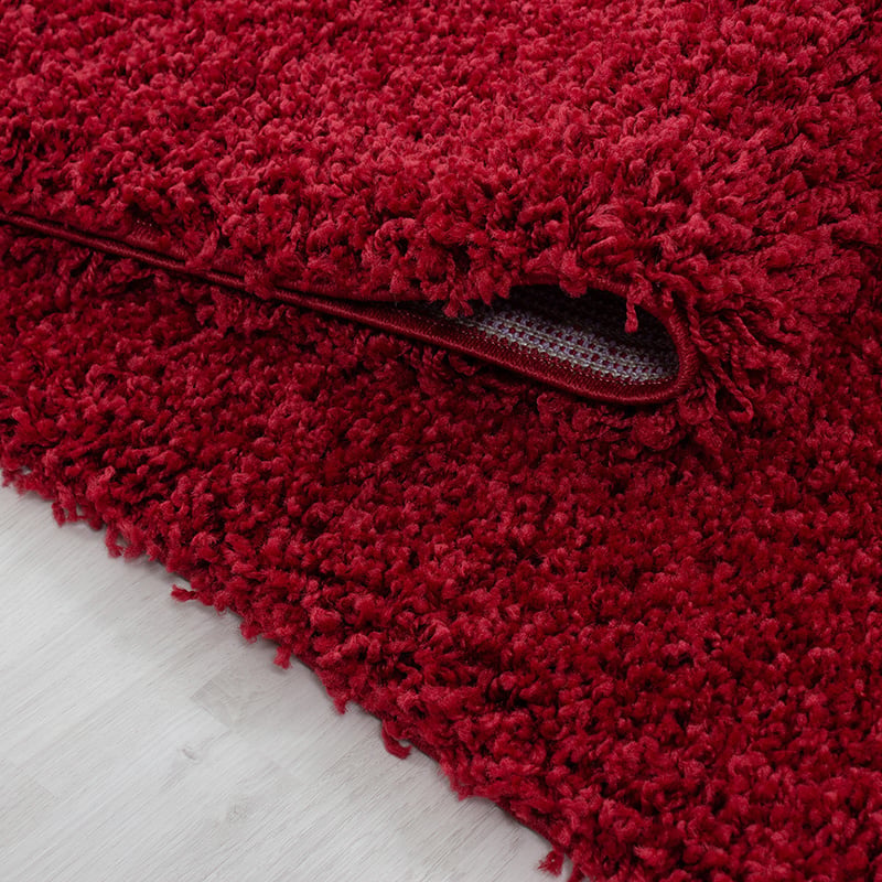 Round high-pile floor rug - Sade Red