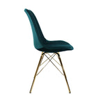 Velvet Chair Blue - Gold frame