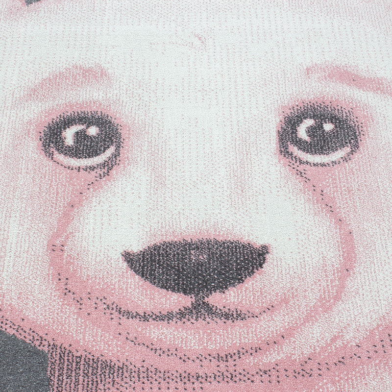 Round children's floor rug - Bambi Bear Pink