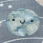 Round children's rug - Fleurtje Planets Grey