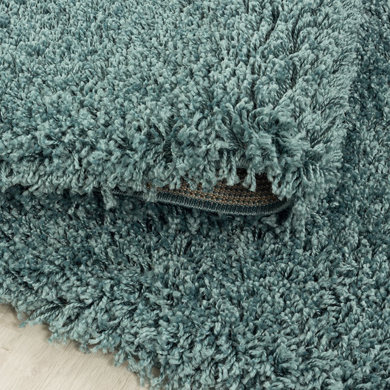 Round High-Pile Floor Rug - Softy Blue/Green