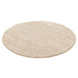 Round High Pile Rug - Solid Beige