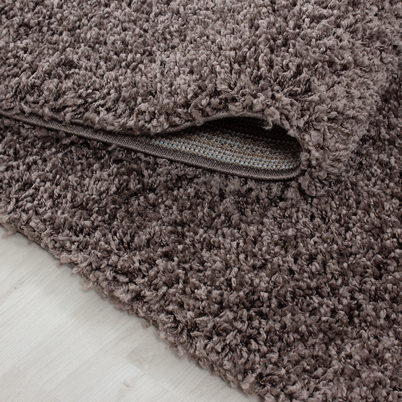 Round high-pile floor rug - Sade Taupe