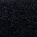 Round high-pile floor rug - Softy Black