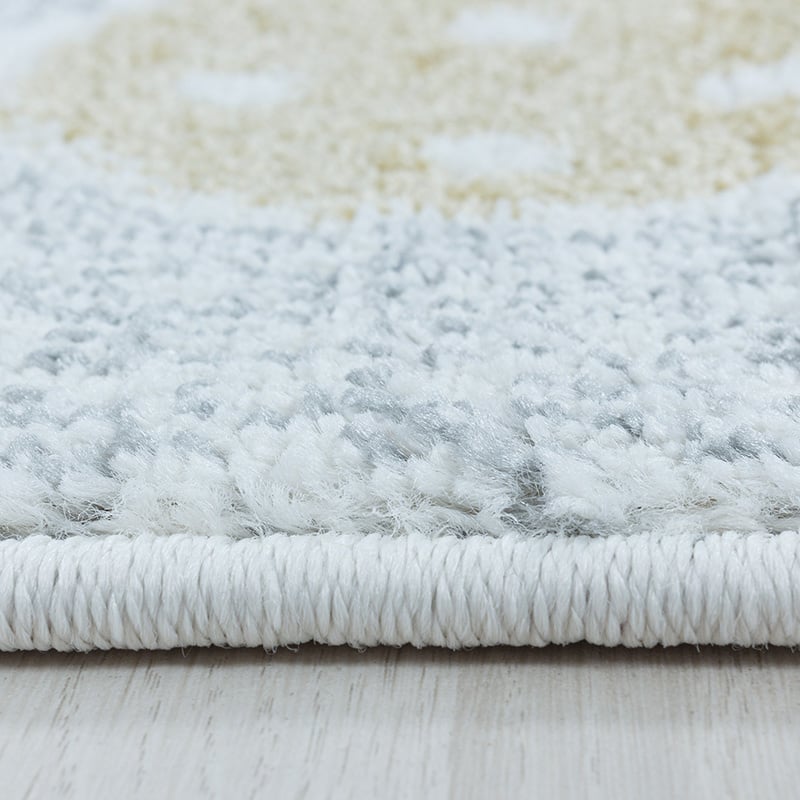 Round children's floor rug - Lucy Clouds White
