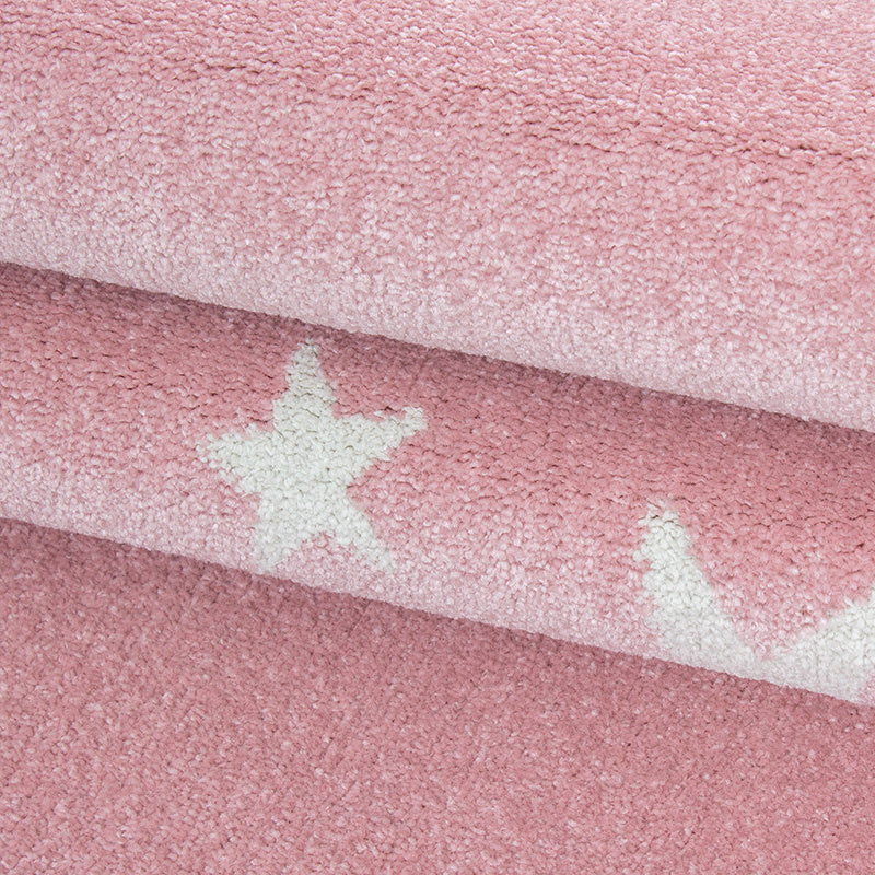 Round children's floor rug - Bambi Star Pink