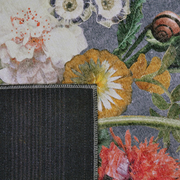 Floral floor rug - Fleur Grey