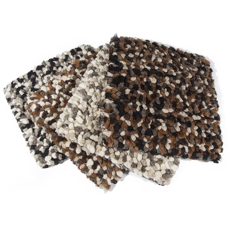 Wool floor rug - Halette Brown/White