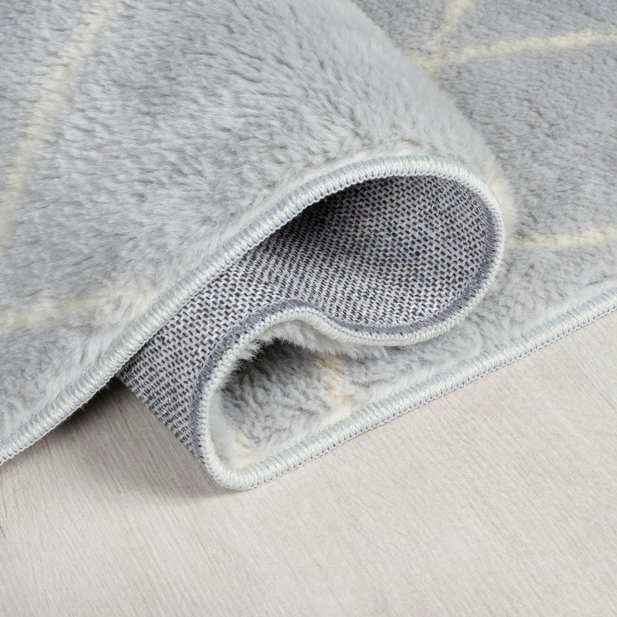 Washable Berber Floor Rug - Furo Alisha Grey/White