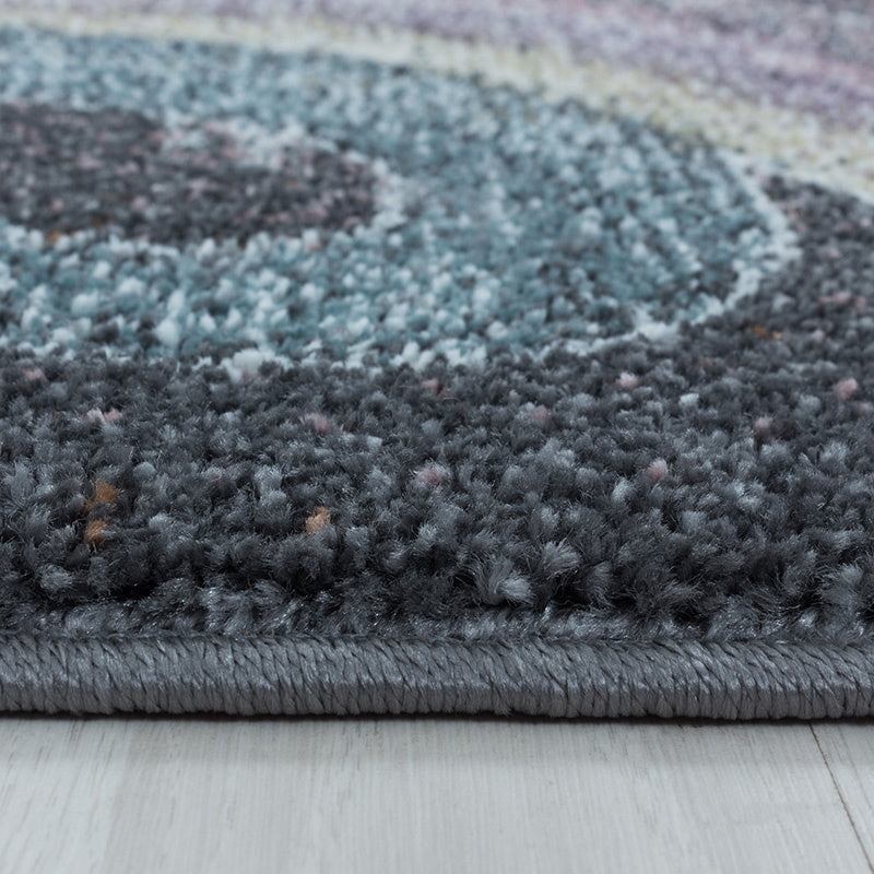 Round Children's Floor Rug Unicorn - Fleurtje Grey