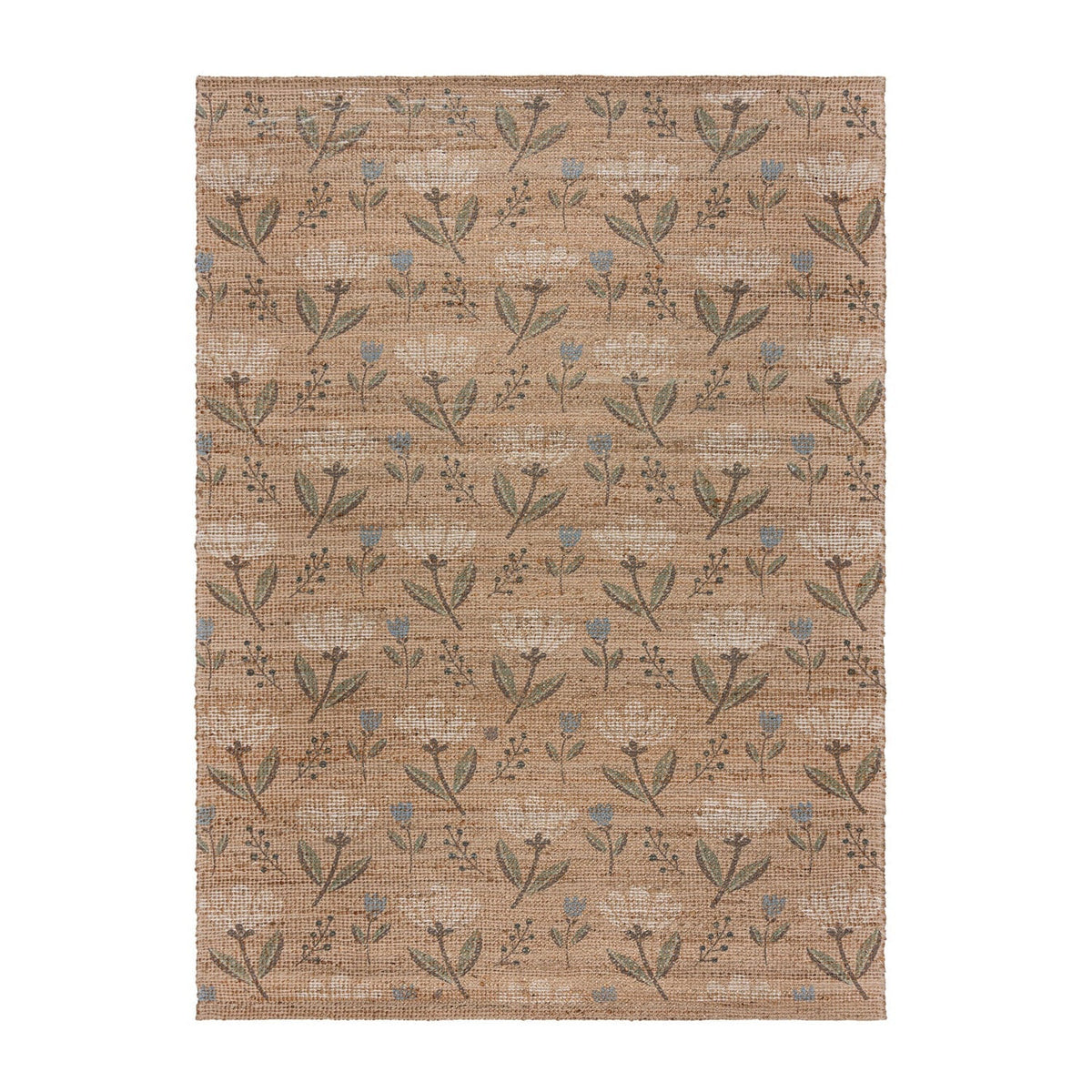Jute floor rug - Amilio Floral Natural