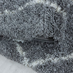 Round Berber Rug - Agadir Lines Grey/Cream