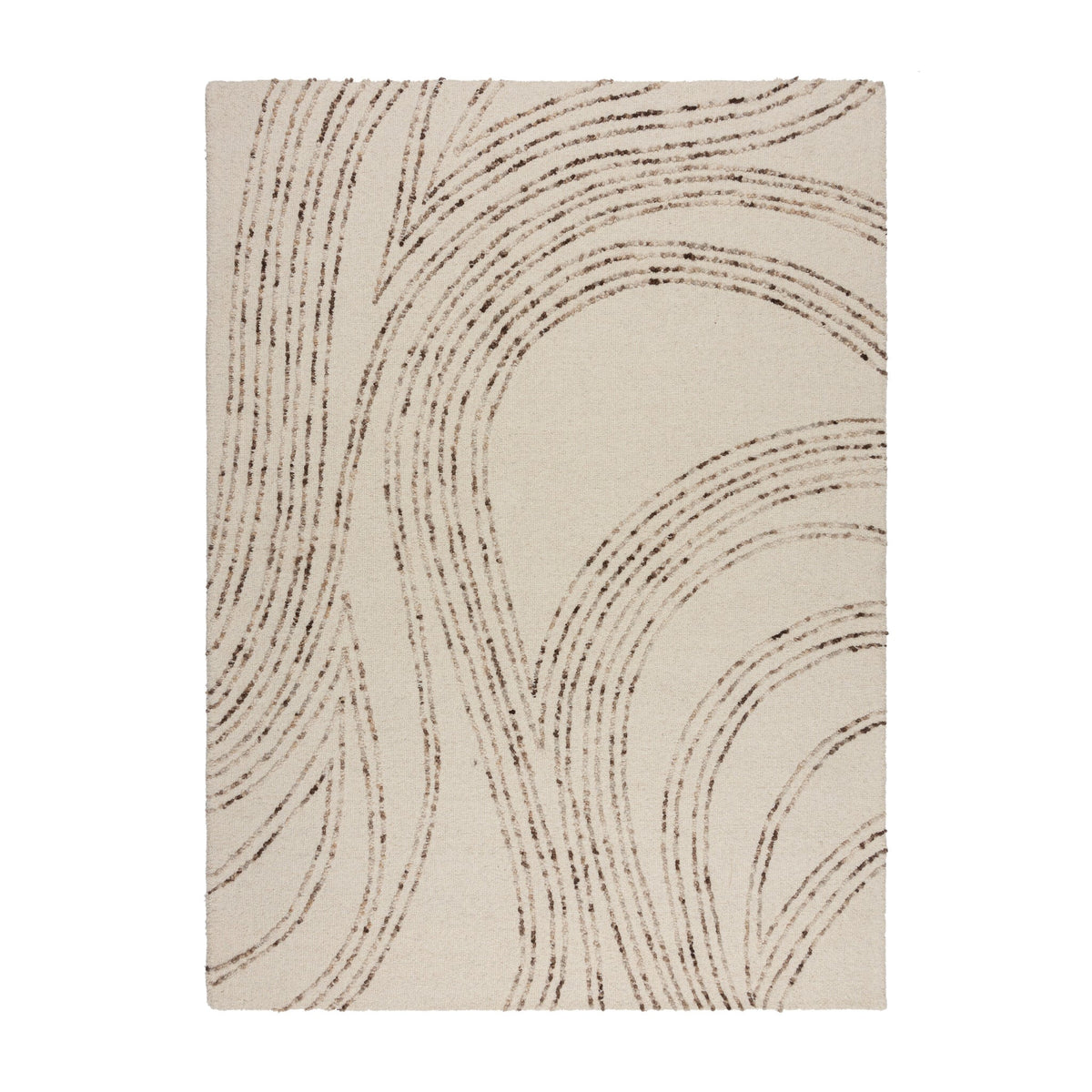 Abstract floor rug - Maceo Swirl Cream/Brown