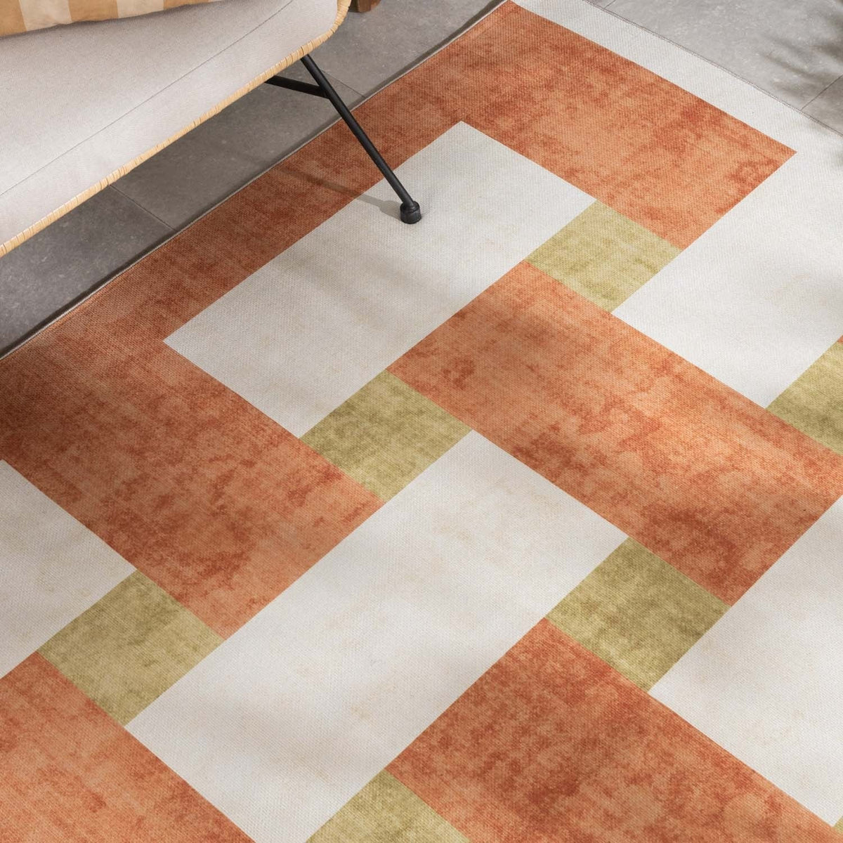 Retro Indoor Outdoor Rug - Pop Lines Terracotta