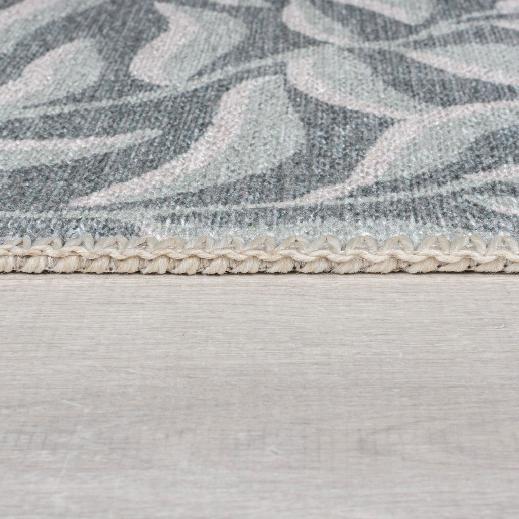 Washable floor rug - Reido Leaves Green
