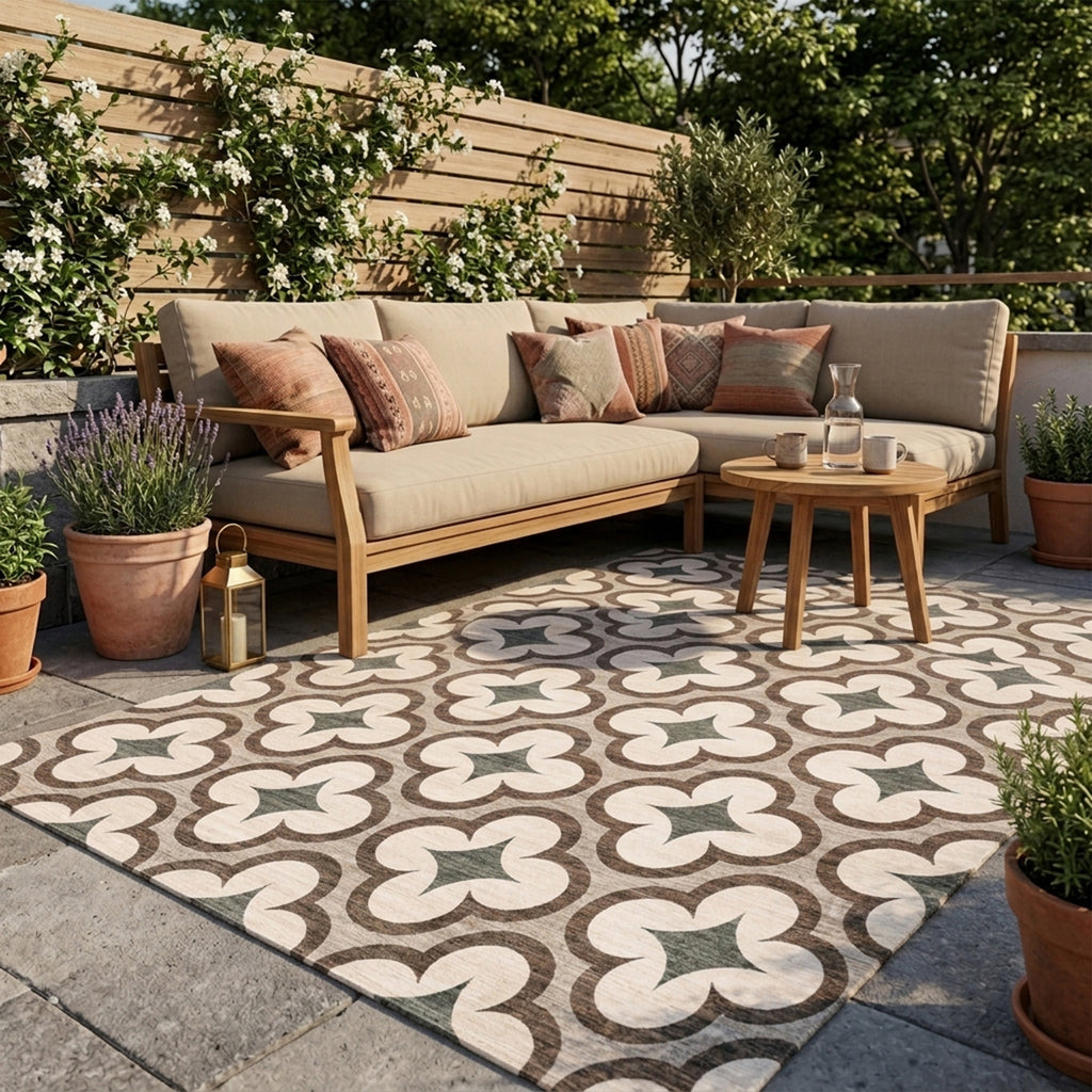 Tapis d'extérieur géométrique - Mosaic Clover Vert