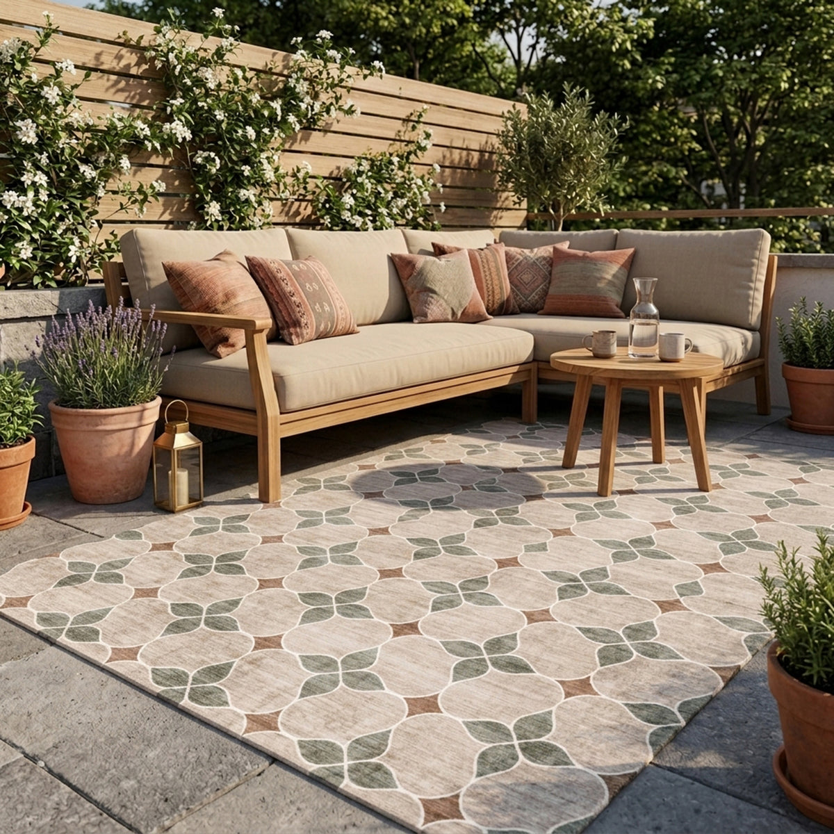 Tapis d'extérieur géométrique - Mosaic Dot Vert