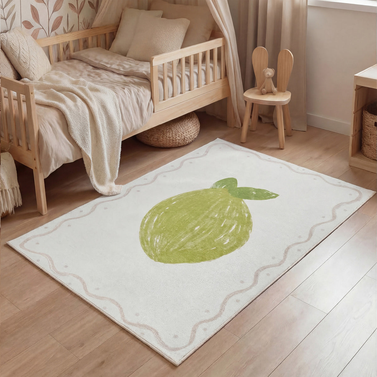 Wasbaar kindervloerkleed - Mick Limoen Groen