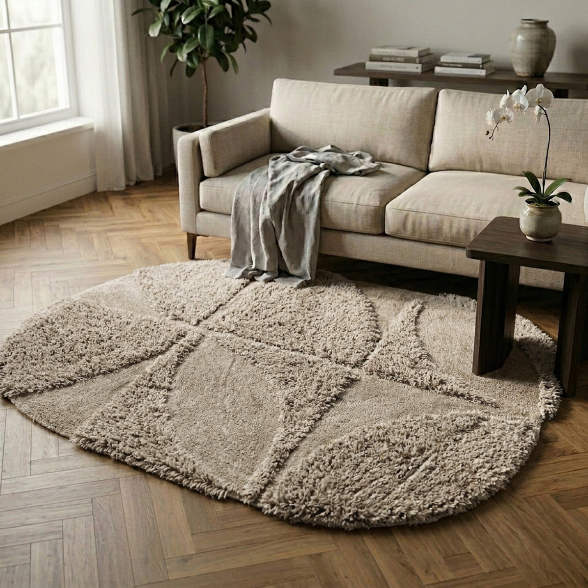 Organic rug - Odette Curves Taupe