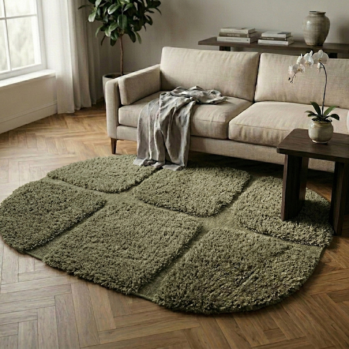 Organic rug - Odette Grid Green