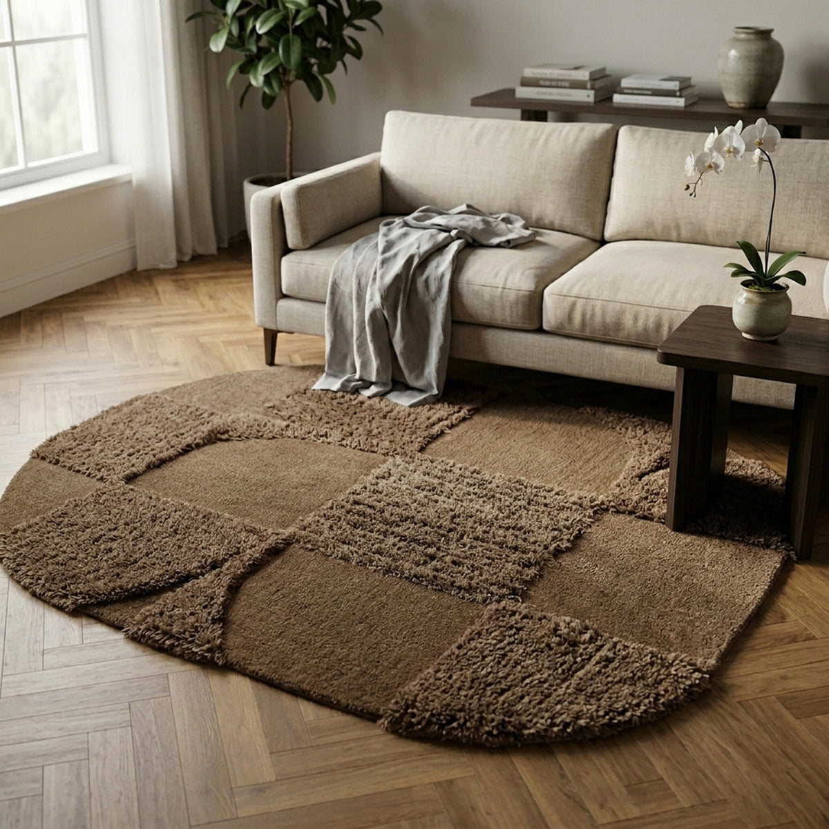 Organic rug - Odette Shapes Brown