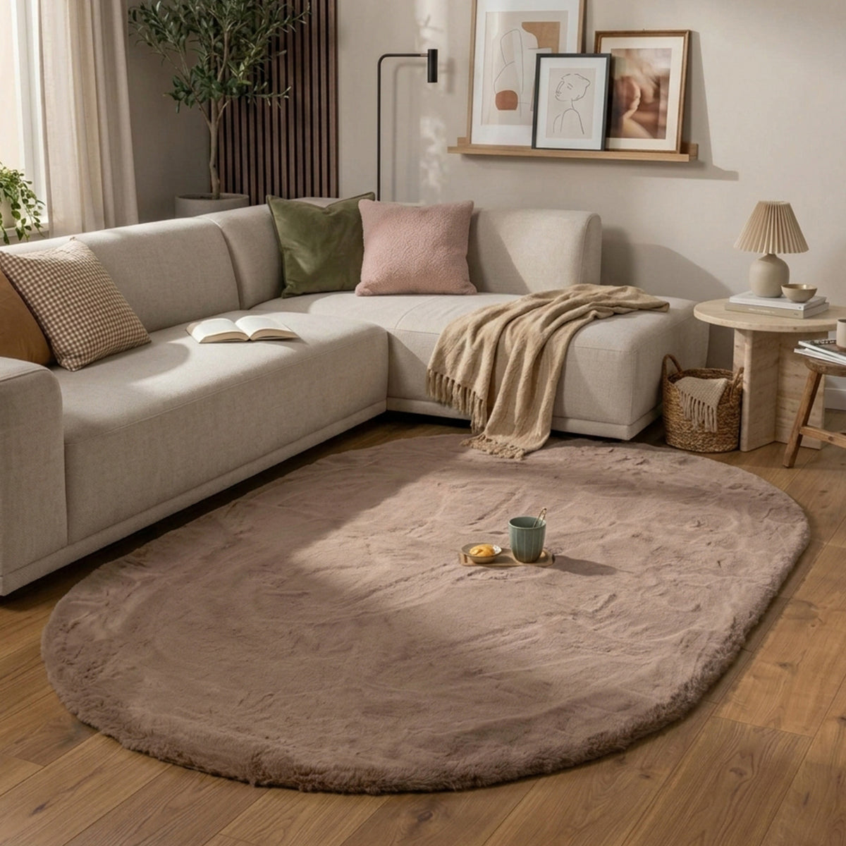 Tapis ovale à poils longs - Comfy Supreme Taupe