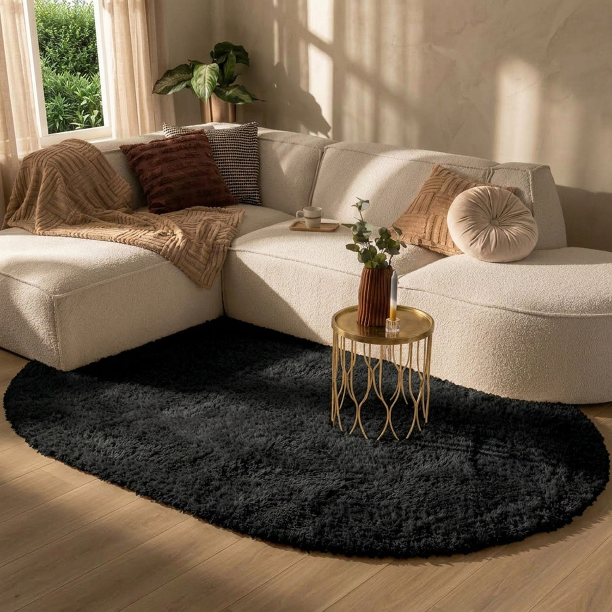 Tapis shaggy ovale - Blaze Noir