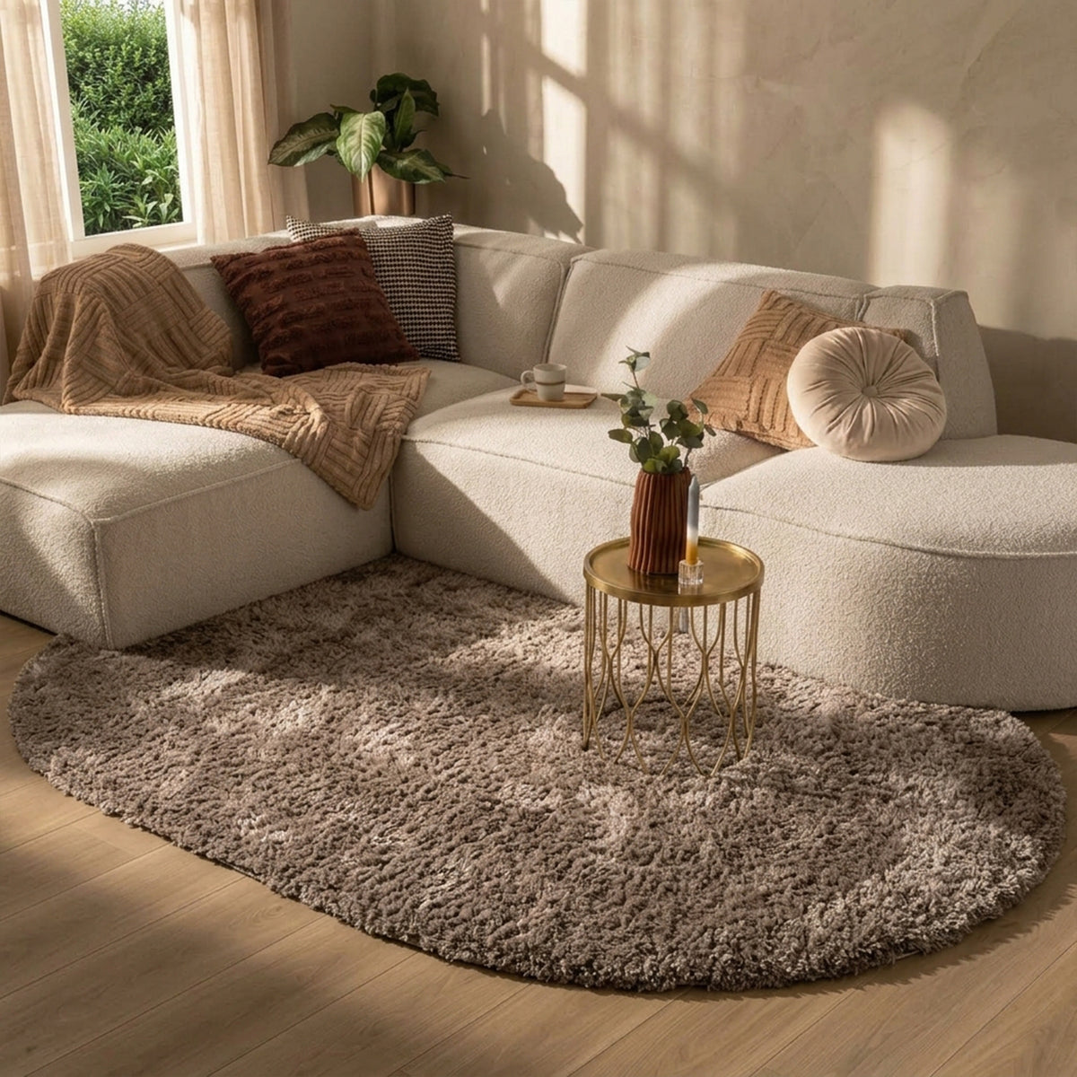 Tapis shaggy ovale - Blaze Taupe