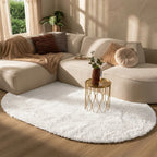 Oval Shaggy Rug - Blaze Cream/White