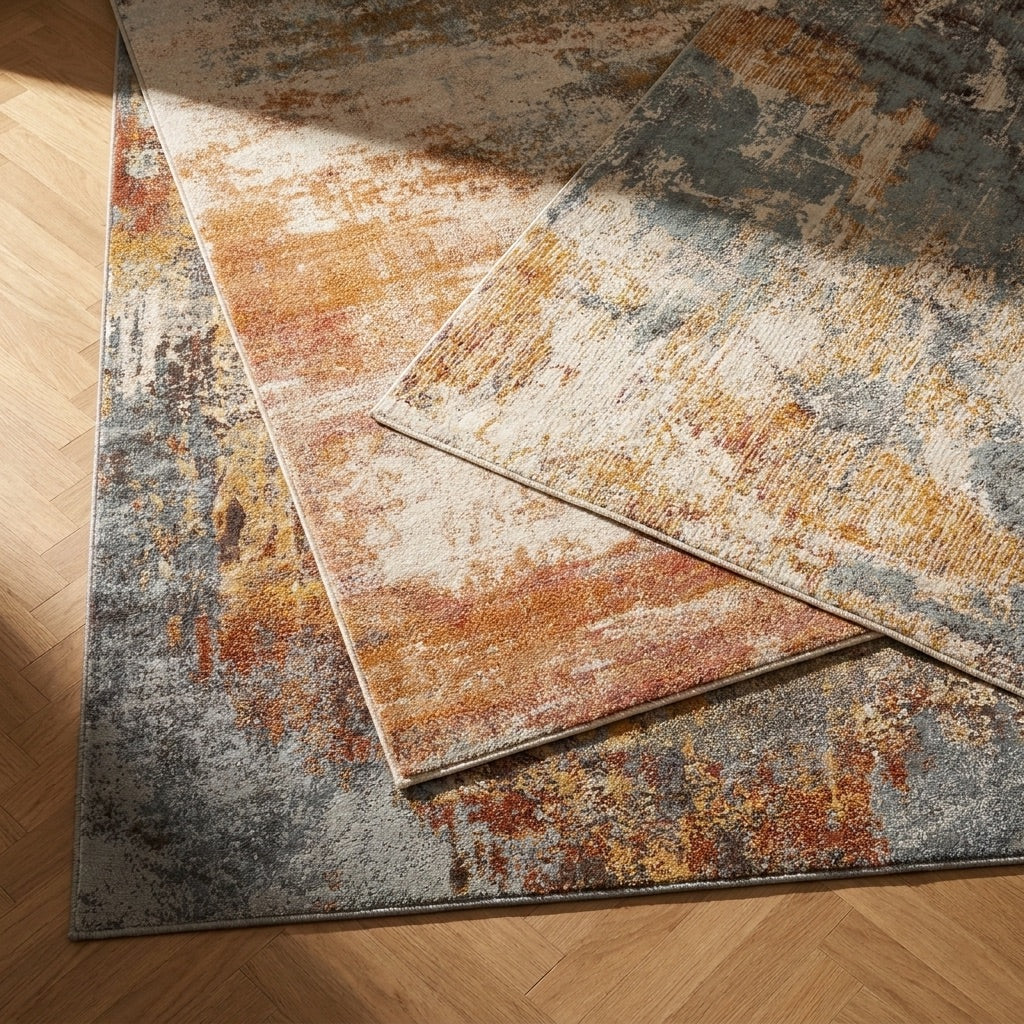 Tapis moderne - Bush Bleu/Terracotta
