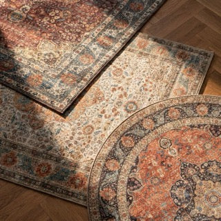 Indoor Outdoor Rug - Kairo Medallion Terra/Dark Blue
