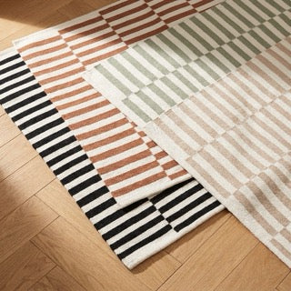 Striped Modern Rug - Dazzle Blocks Green/White