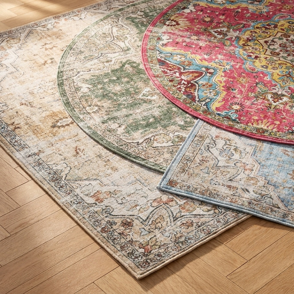 Runder Orientteppich – Leyla Medaillon Taupe – Volero
