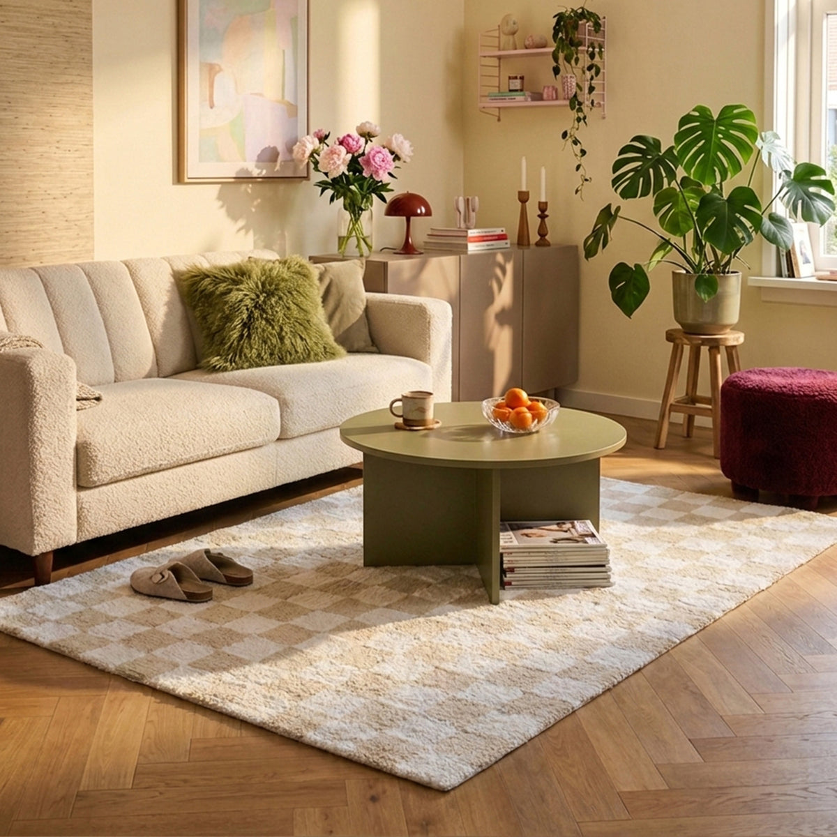 Retro Rug - Gambit Cream/White