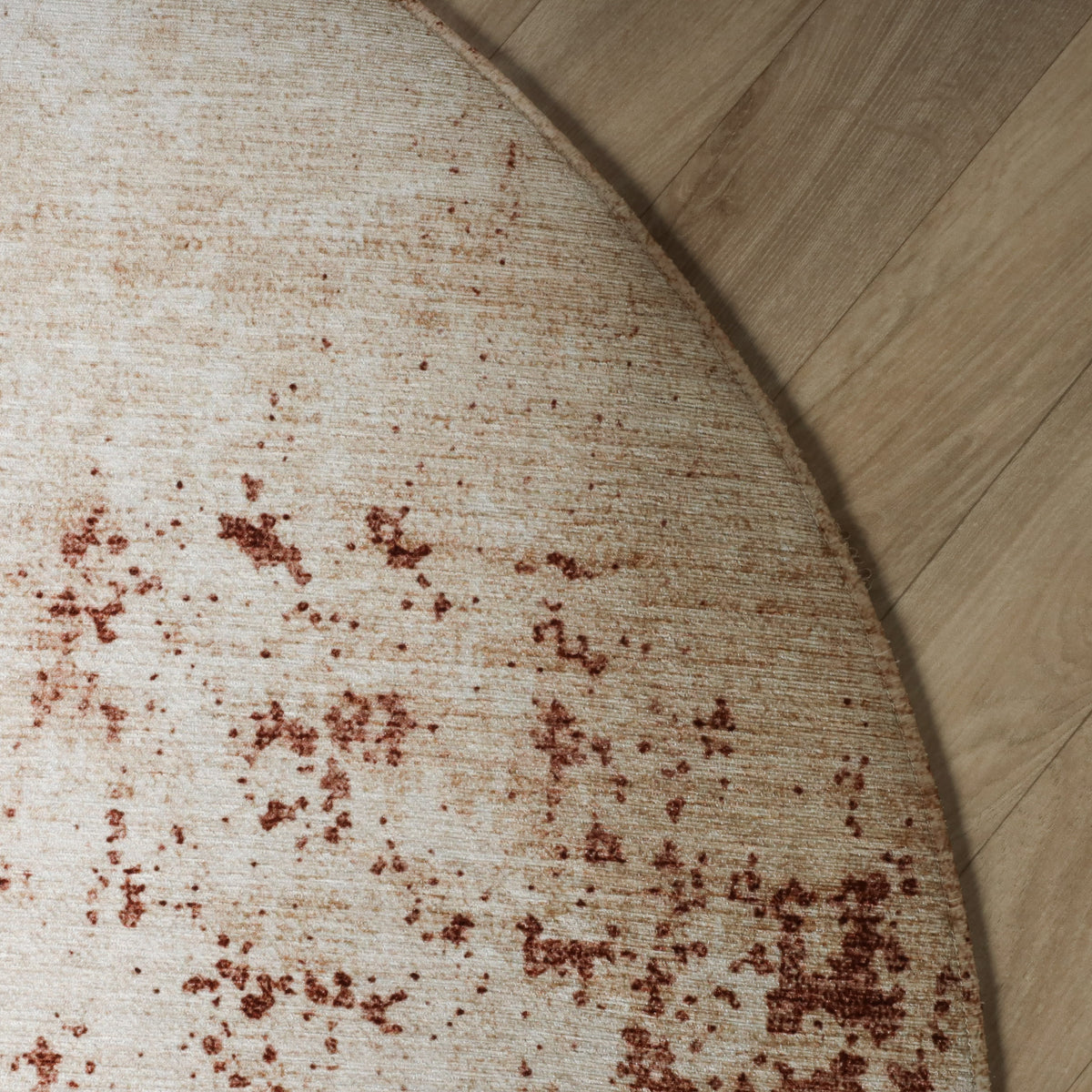 Round abstract rug - Rusty Brown