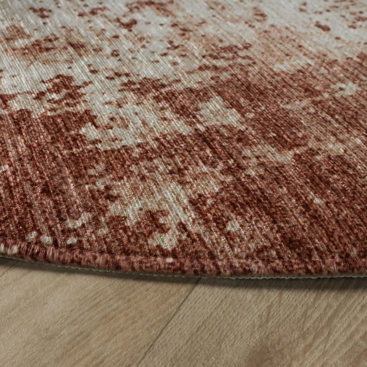 Round abstract rug - Rusty Brown