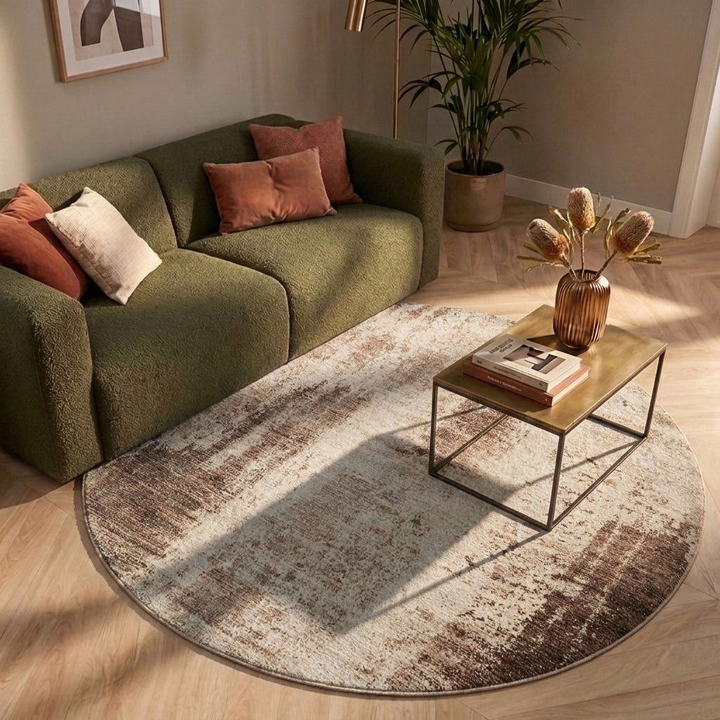 Tapis rond abstrait - Rusty Taupe