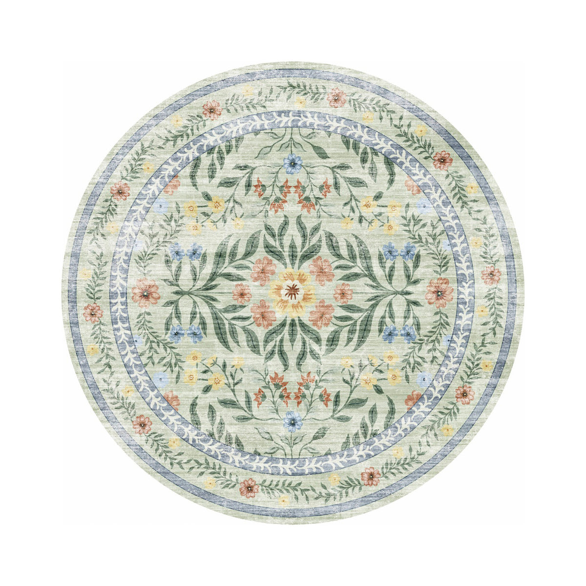 Round vintage outdoor rug - Luana Dark Green