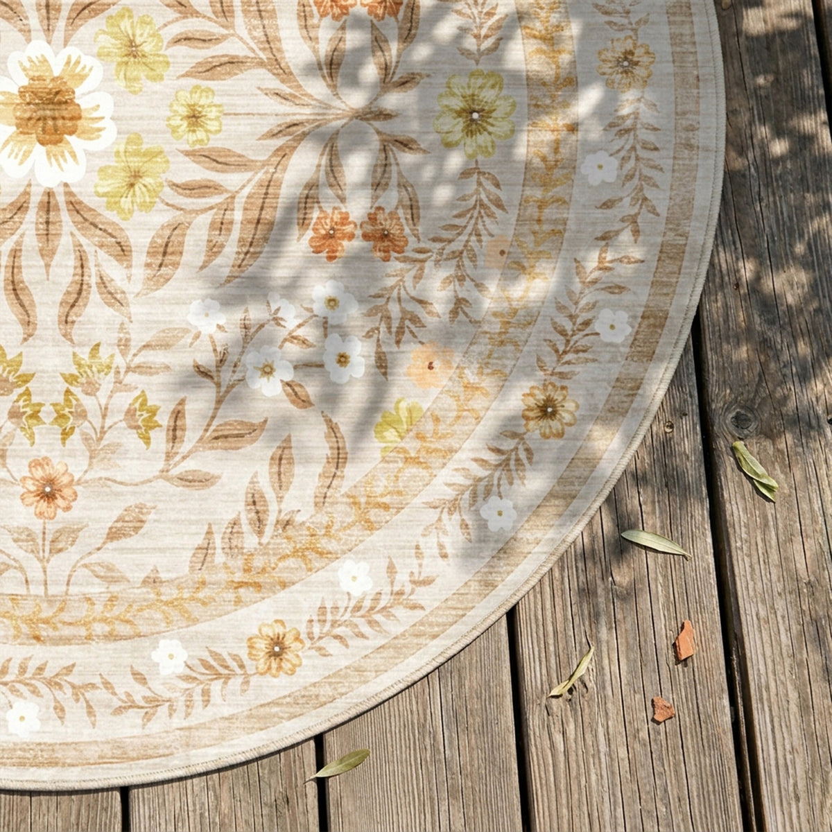 Rond vintage buitenkleed - Luana Geel