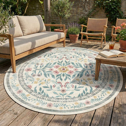 Round vintage outdoor rug - Luana Green