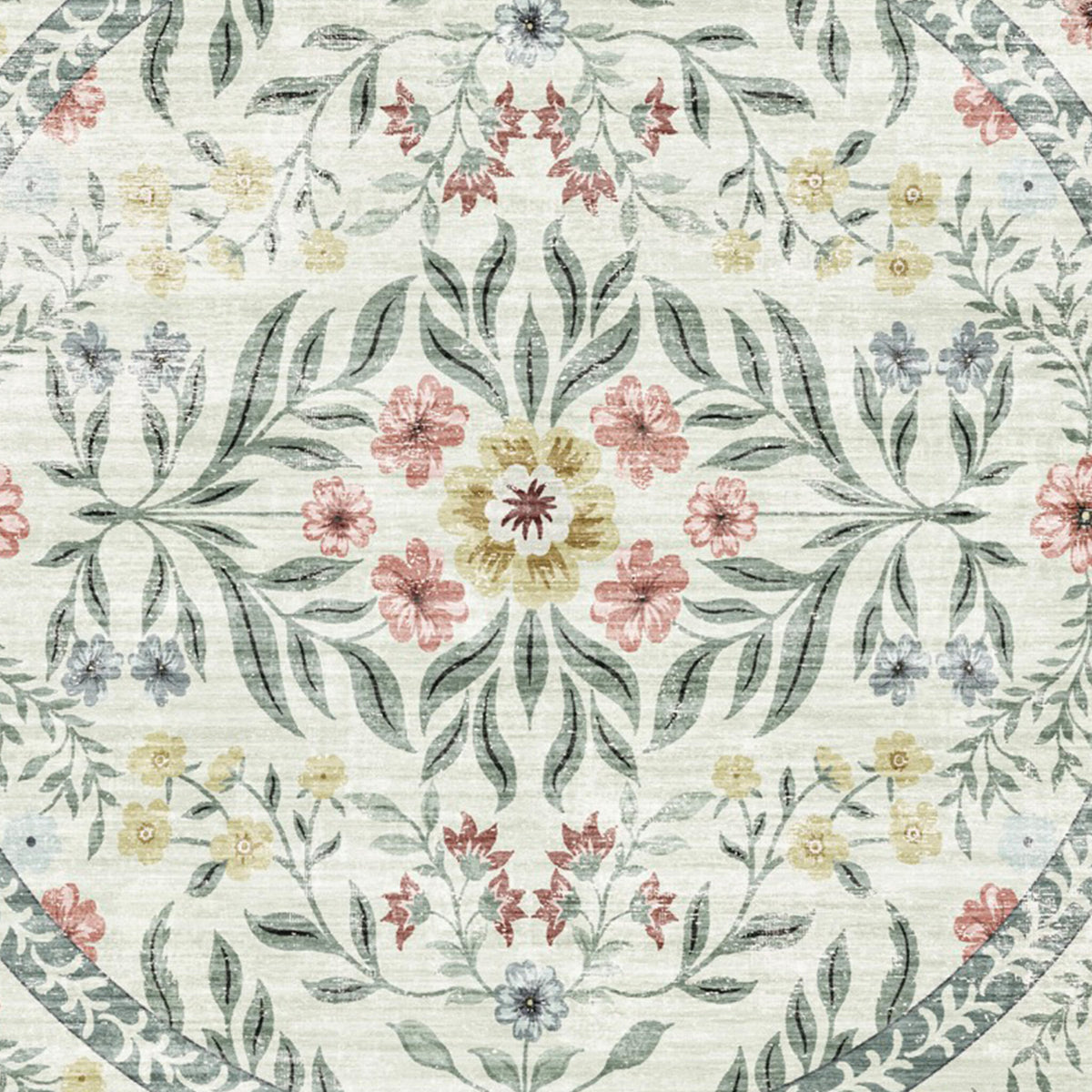 Round vintage outdoor rug - Luana Green